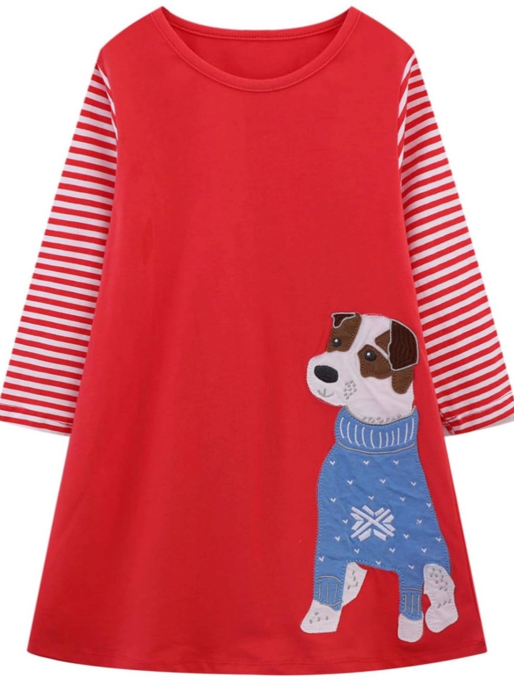 Mini Boden Dress with Blue Dog Appliqué